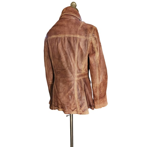 Women's Vintage Rare True Religion Jeans Leather Double Breasted Coat - Picture 7 of 11